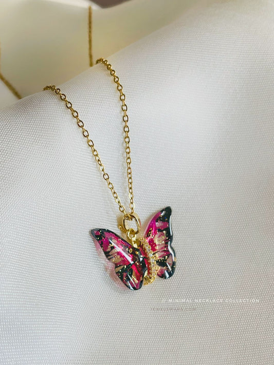 Dreamy Butterfly Necklace- pink