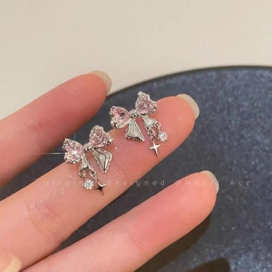 Bow me earrings- pink