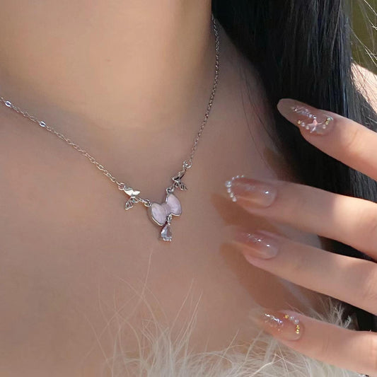 Cute Bow with Butterflies Necklace