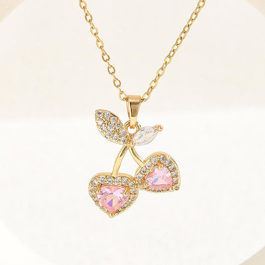 Cherry Necklace- pink