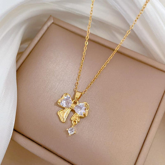 Coquette Bow Necklace- golden