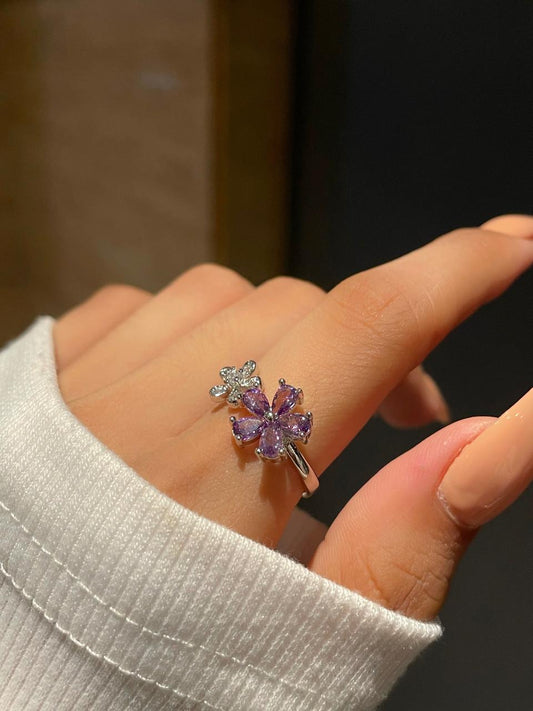 Bloom Flower Ring- purple
