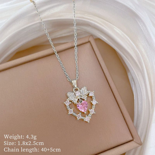Bow heart drop Necklace
