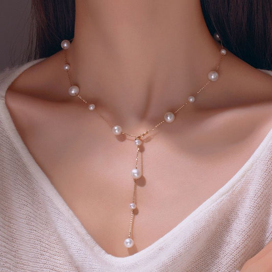 Majestic Pearl Statement Necklace- 18k Real Gold Plated
