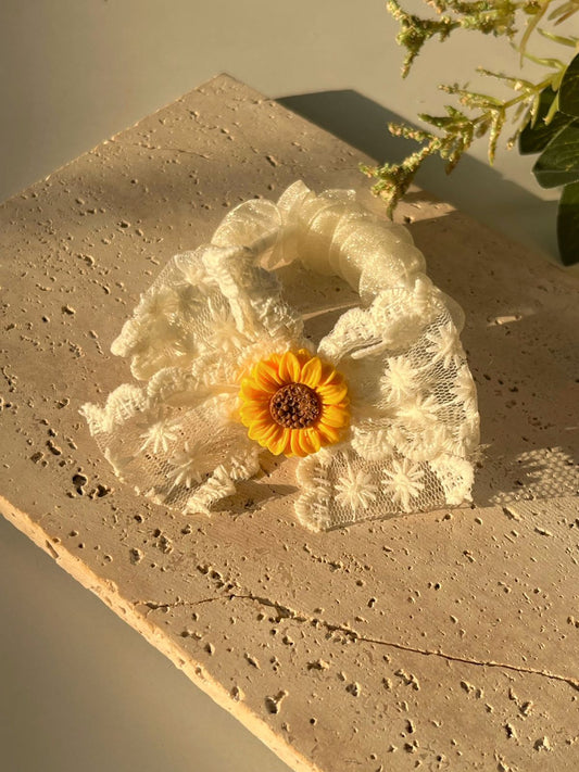 Sunflower Bow Scrunchie