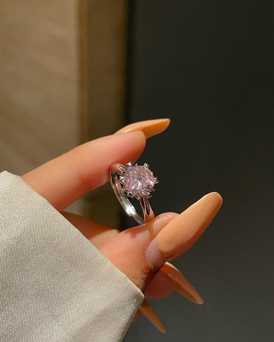 Pink Solitaire Ring