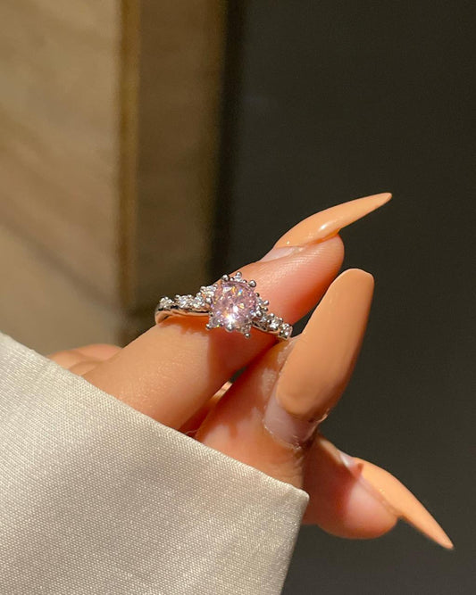 Florence Solitaire Ring- pink