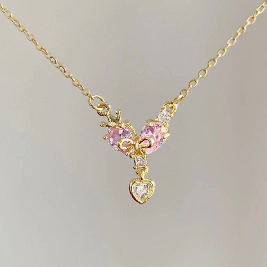 Princess Heart Bow Necklace