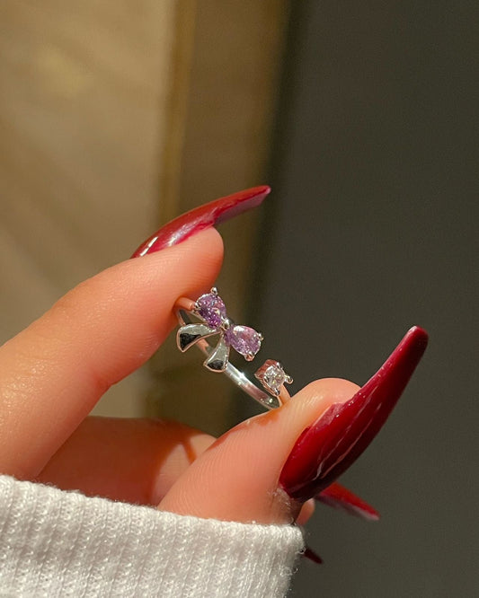 Cute Bow Ring-purple