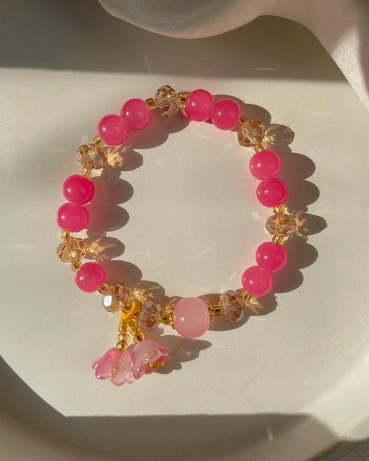 Floral Dropping Bracelet- peachy red