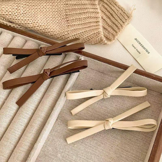 Leather Bow Hairpins (1pc)