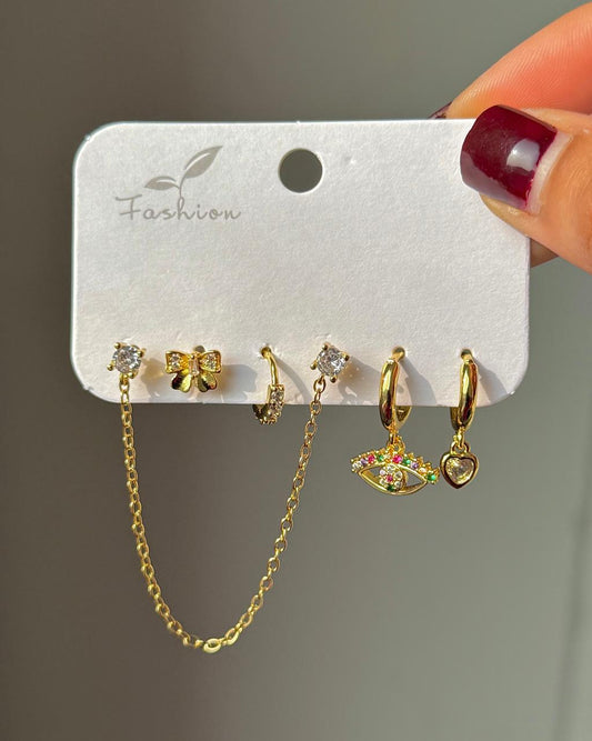 Evil Eye Piercing Earrings Combo