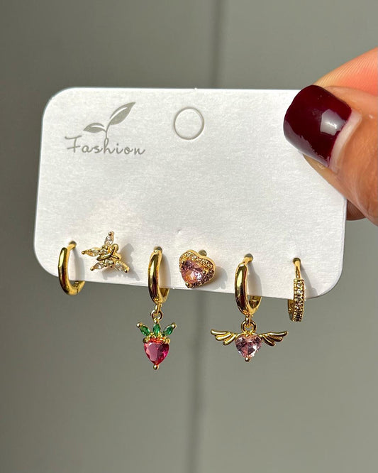 Heart String Piercing Earrings Combo
