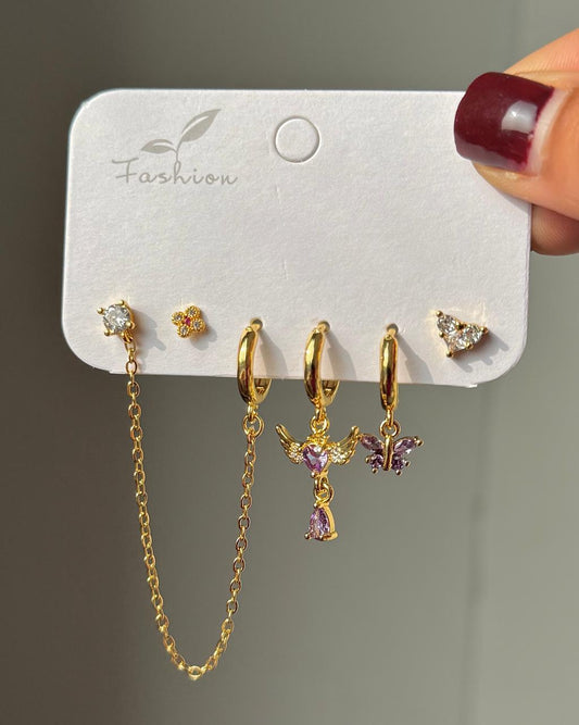 Purple World Piercing Earrings Combo
