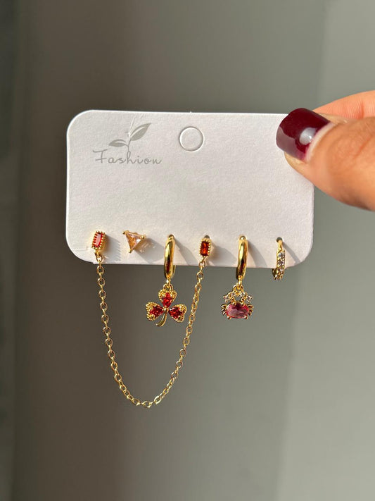 Red Lady Piercing Earrings Combo