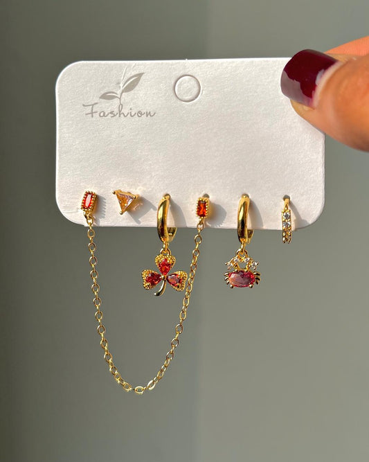 Red Lady Piercing Earrings Combo