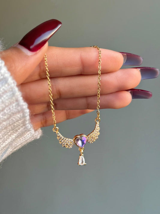 Angel Wings Necklace- purple