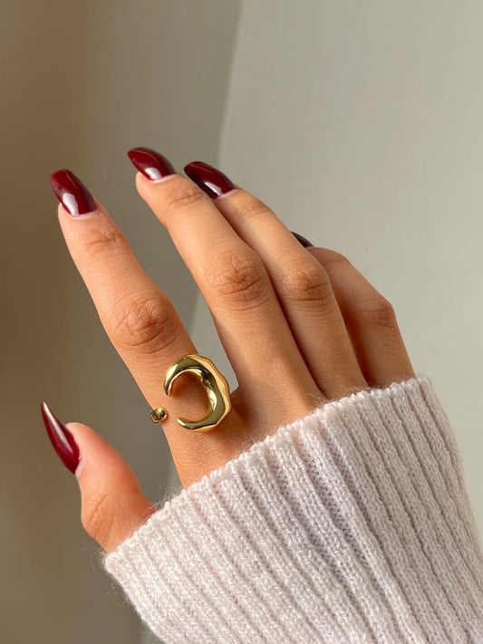 Crescent Moon Statement Ring