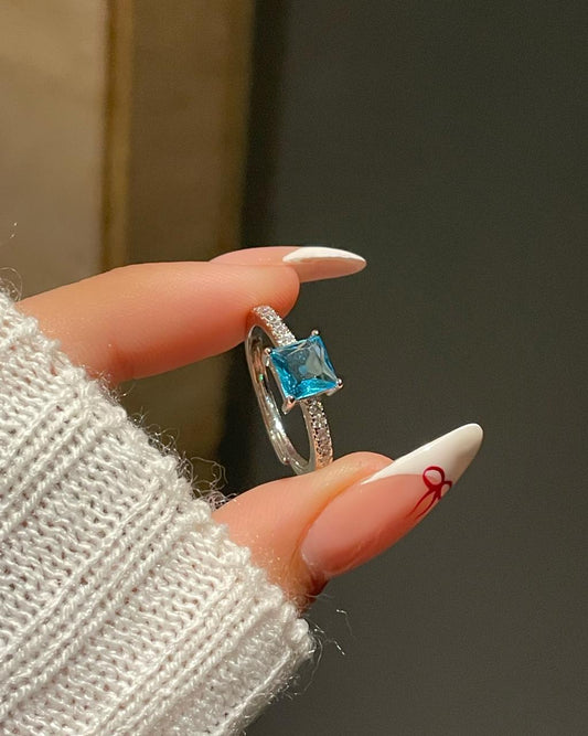 Square cut Ring- teal blue