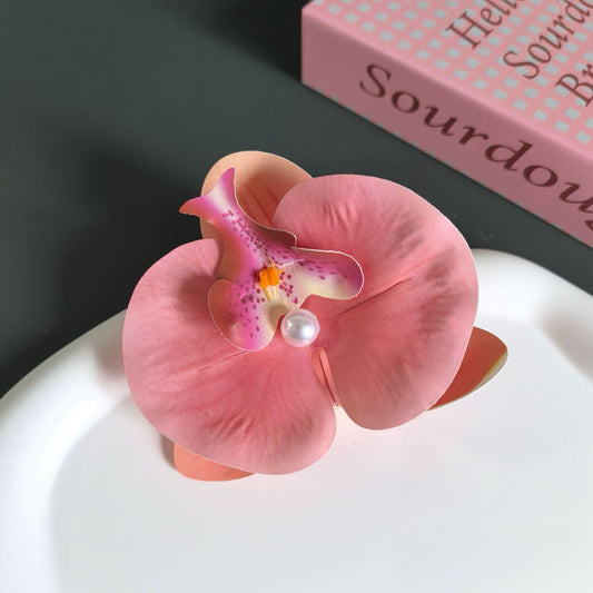 Beach essential orchid Hairclip- peachy pink