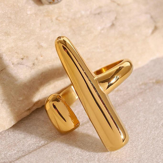 Golden Edge Statement Ring