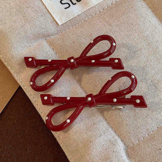 Crimson Coded Bow Hair Pins (Pack of 2)