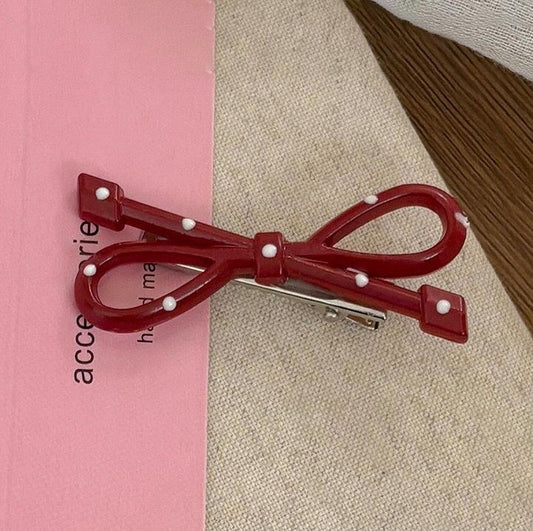 Crimson Coded Bow Hair Pins (Pack of 2)