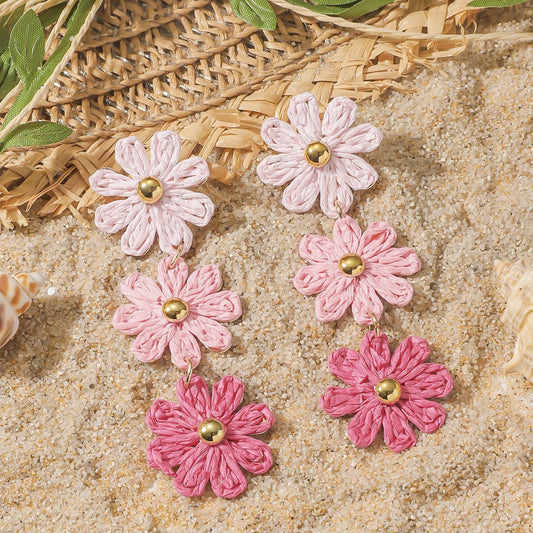 Triple tint of Pink Earrings