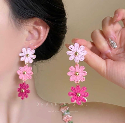 Triple tint of Pink Earrings