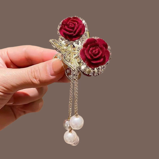 Red Riding Rose Hair Claw