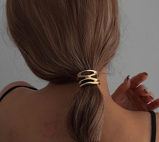 Abstract Stripes Statement Metal Hair Tie