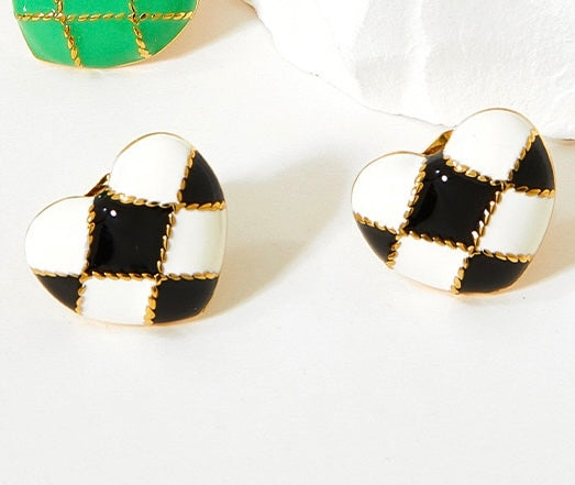 Checkmate! Heart Earrings