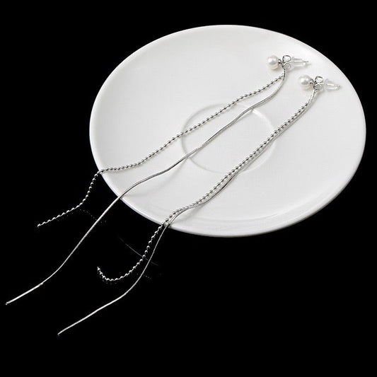 Statement Pearl Tassel Earrings