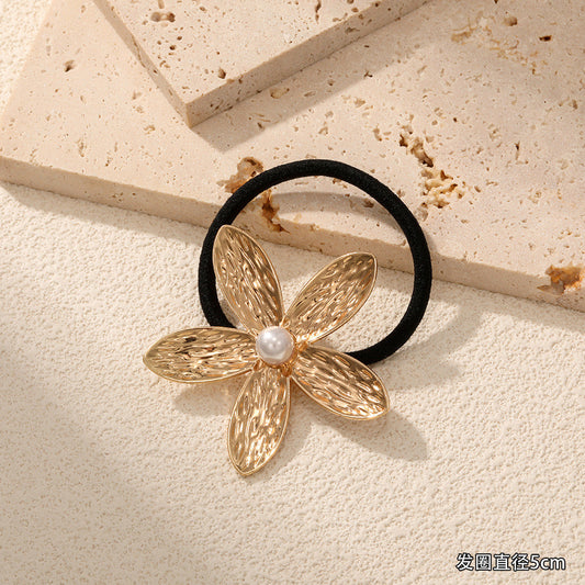 Floral Pearly Statement Metal Hair Tie