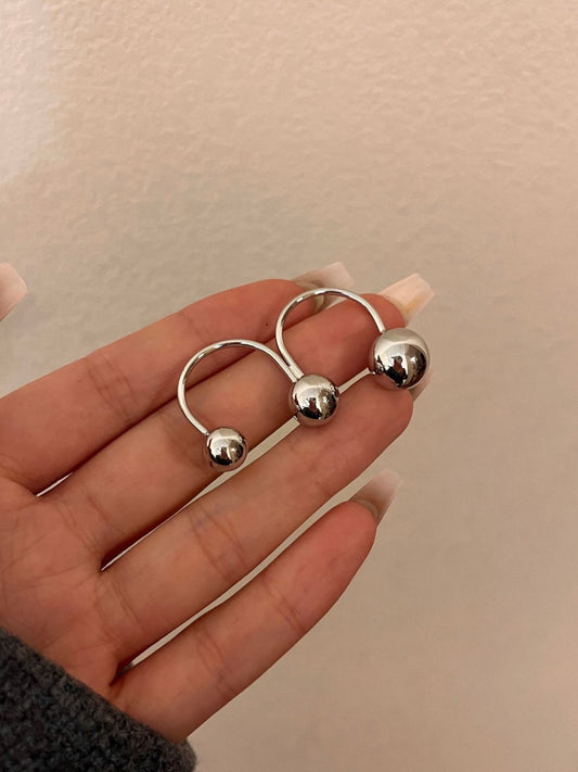 Chunky Silver Double-ball Ring