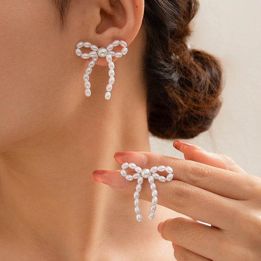 Ethereal Pearlette Bow Earrings