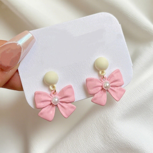 Dainty in Pink! Bow Earrings