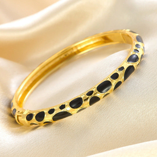 Golden Purr Enamel Bangle