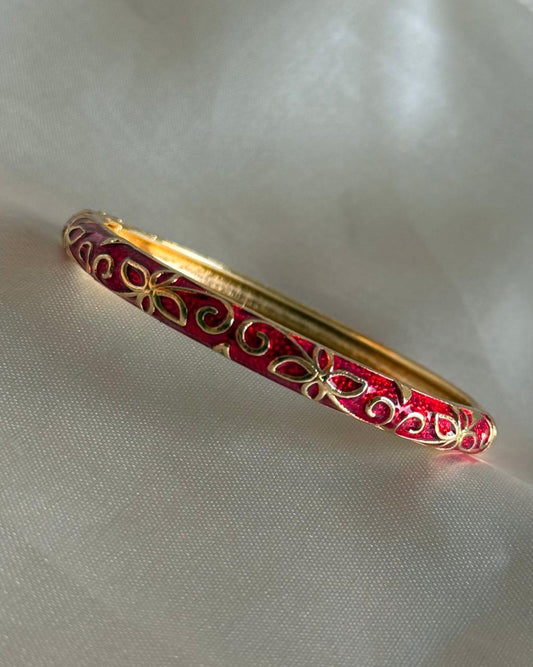 Swirls of Scarlet Enamel Bangle