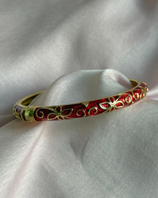 Swirls of Scarlet Enamel Bangle