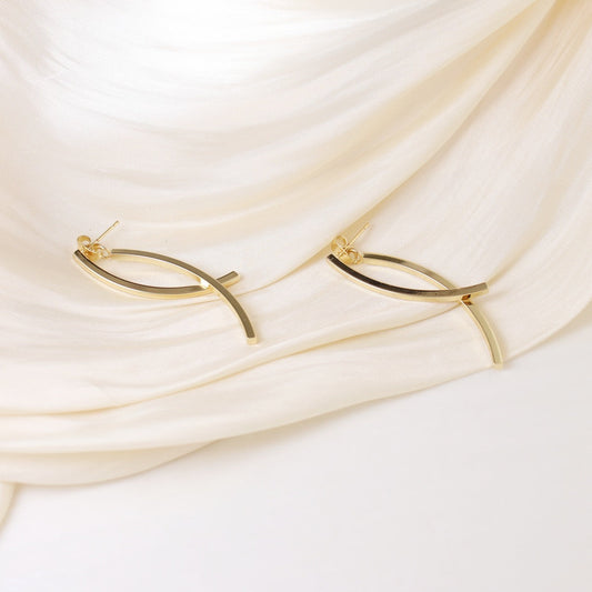 Elise Curved Stick Drop Earrings