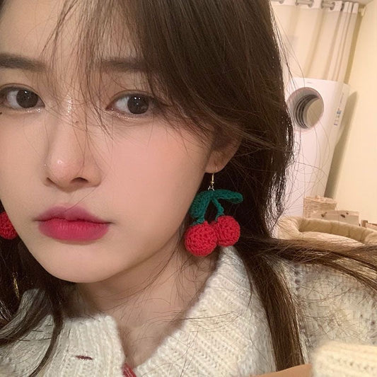 Cherry-coded Crochet Earrings