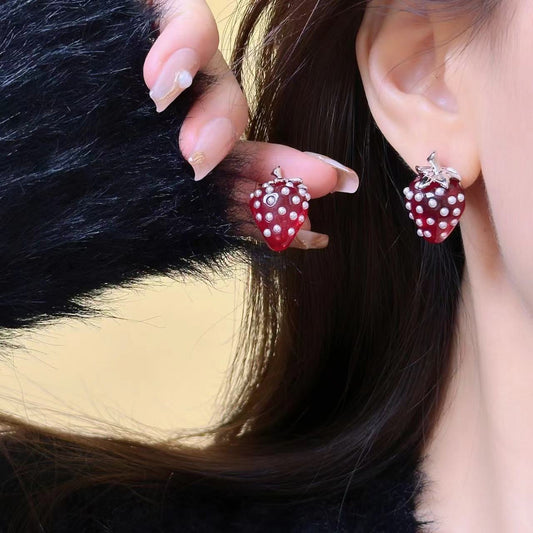 Juicy-licious Strawberry Pearl Earrings
