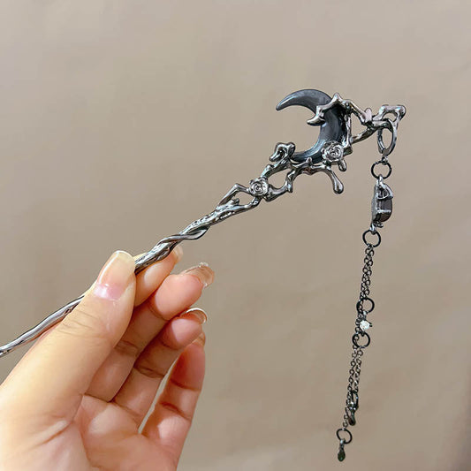 Midnight Crescent Dangling Bun Stick