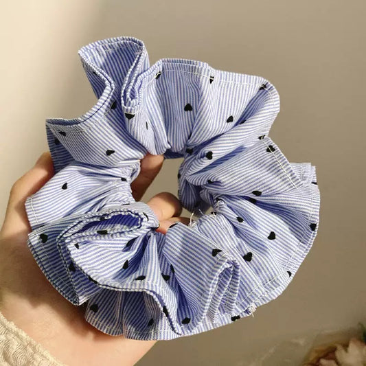 Striped Fluff Blue Scrunchie