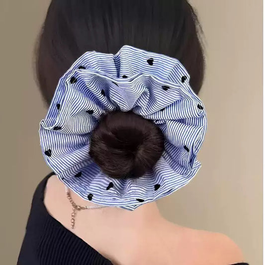 Striped Fluff Blue Scrunchie