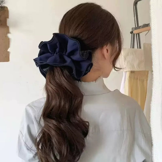 Navy-Darling Checkered Scrunchie