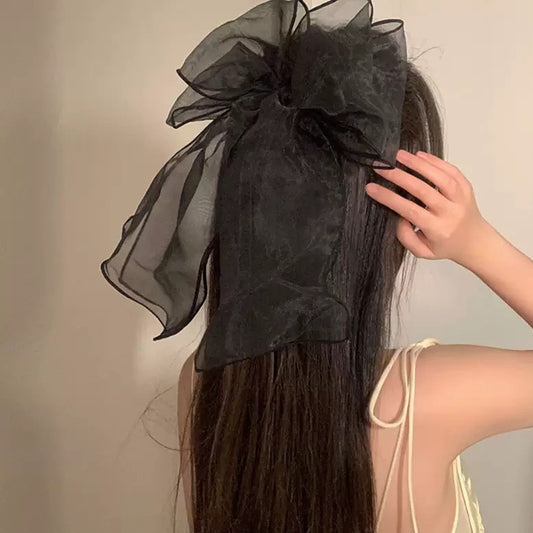 Black Angel Big Hair Bow
