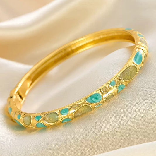Swirls of Teal Enamel Bangle