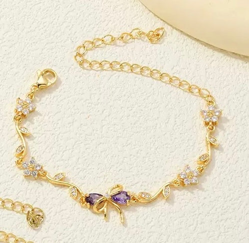 Purple Heirloom Bow Bracelet